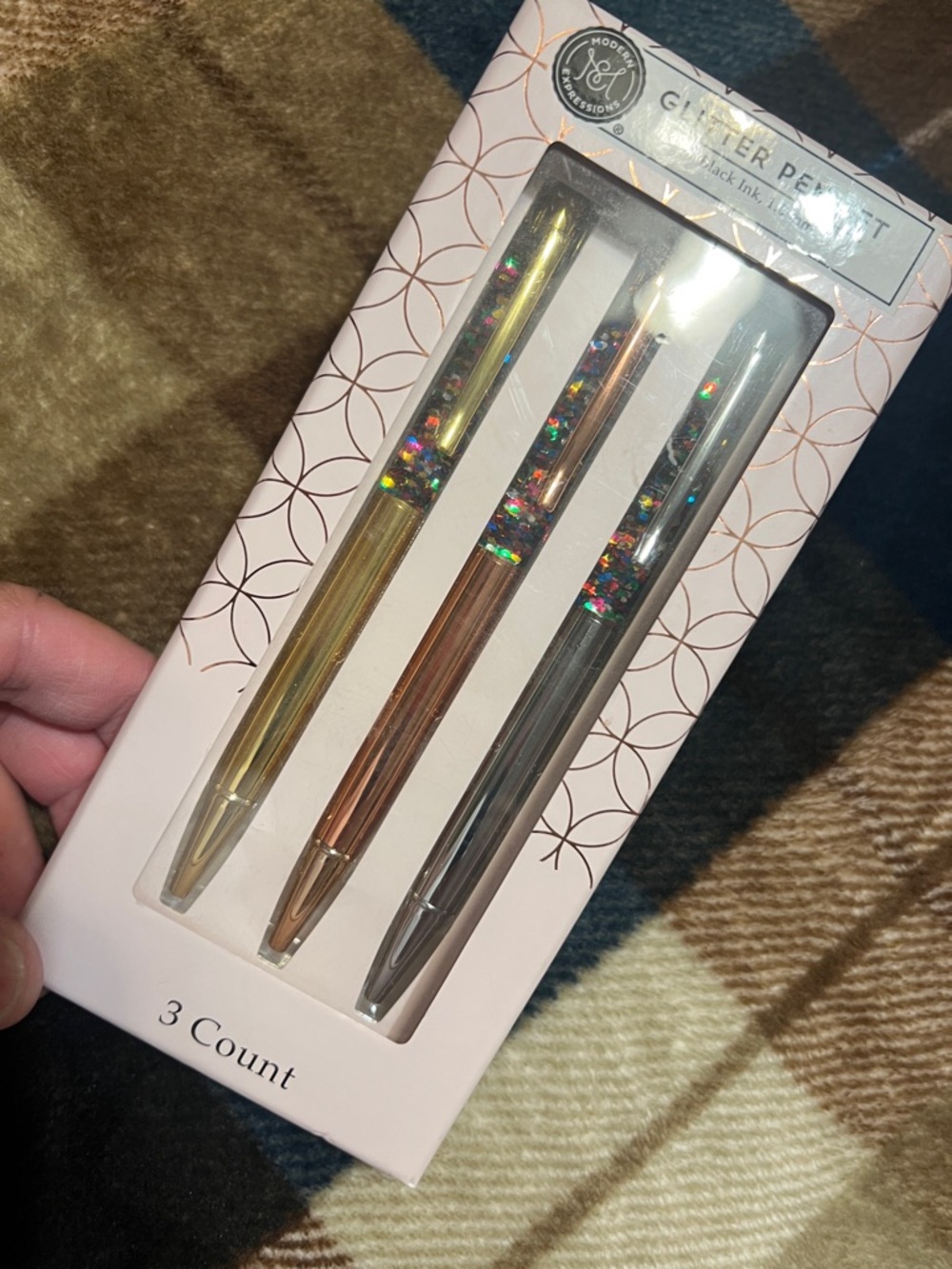 New Modern Expressions Glitter Pen Trio in Gold, Rose Gold, Silver